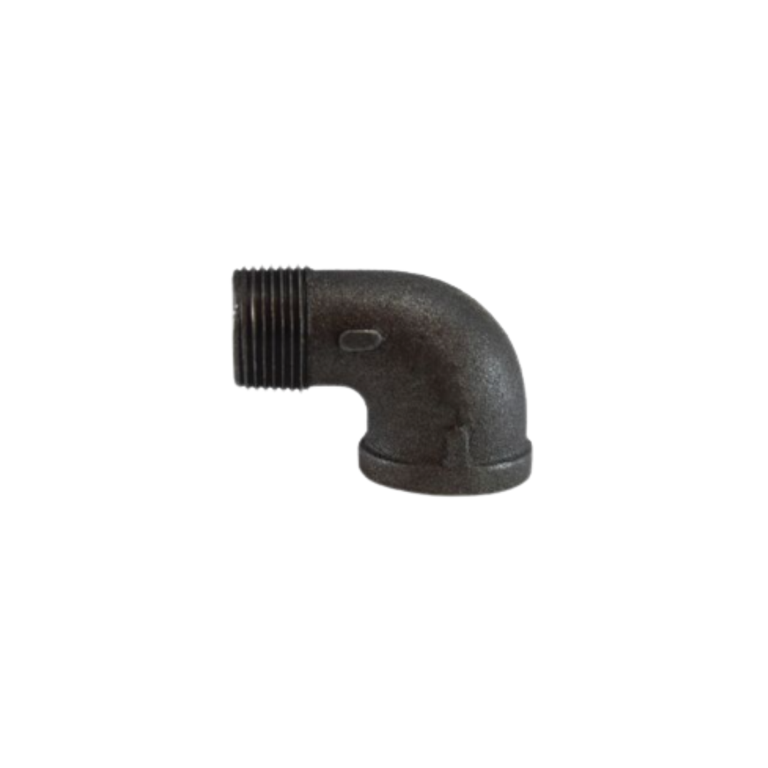 1/4" Black Pipe 90° Street Elbow – Male × Female Thread, 150 lb Malleable Iron