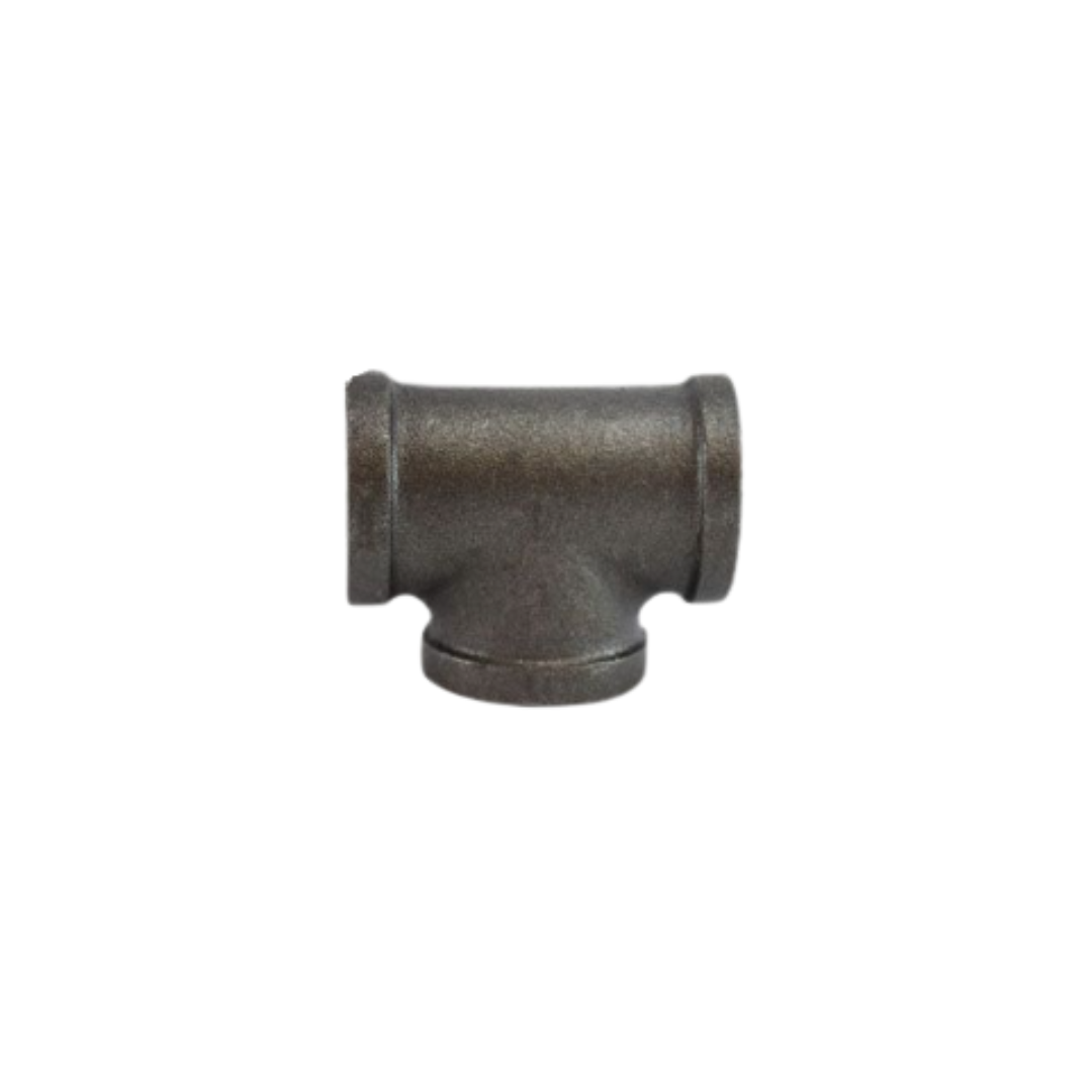 1-1/4" Black Pipe Tee – Female Thread, 150 lb Malleable Iron