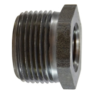1/2" x 3/8" Black Pipe Hex Bushing – Carbon Steel, NPTF Threads, ASME B16.14