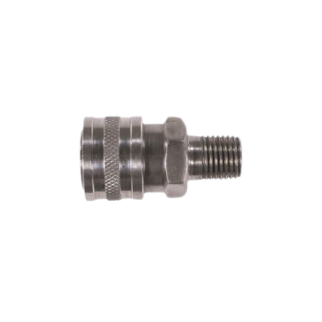 3/8" Male Straight Coupler – Stainless Steel, 6000 PSI, Quick Disconnect