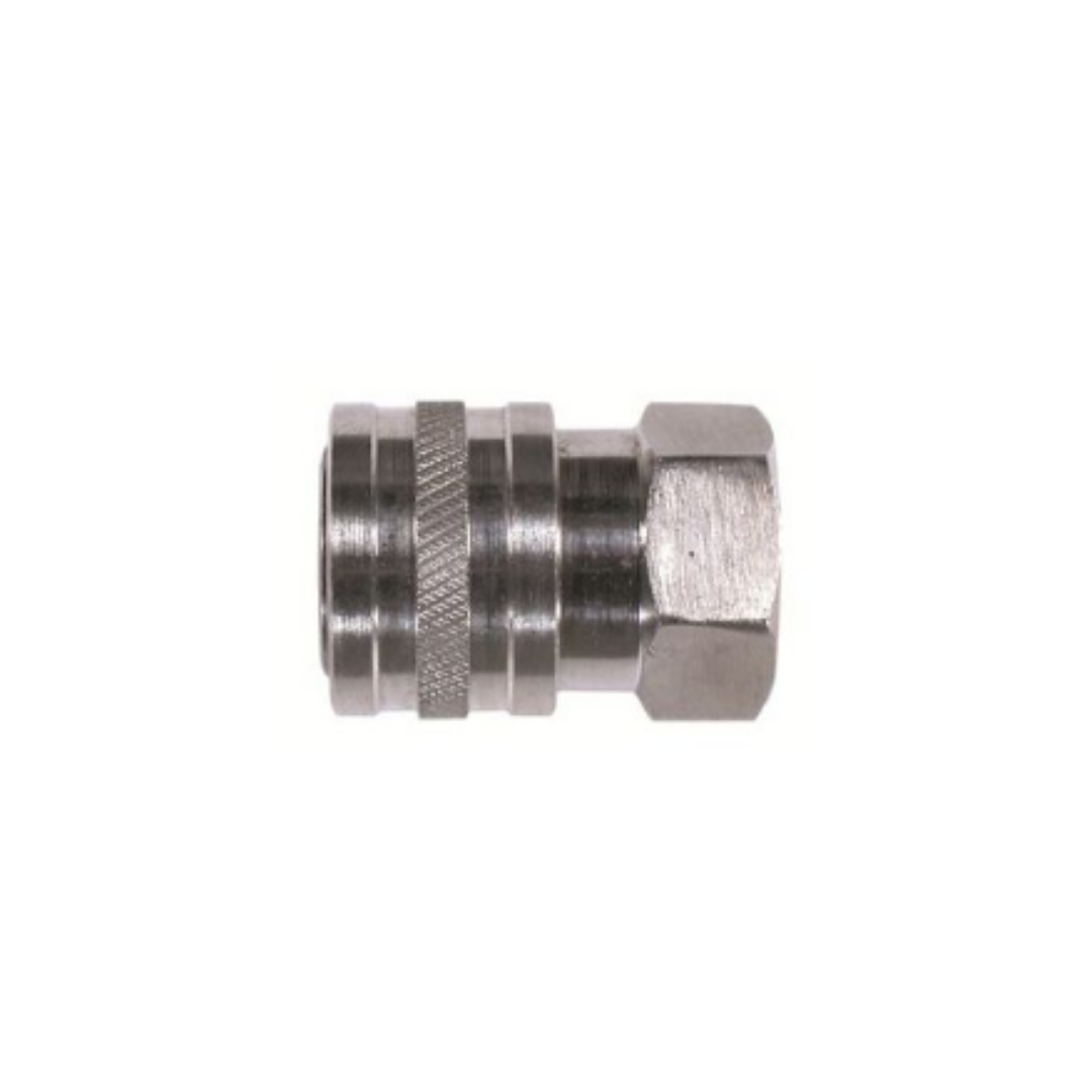 3/8" Female Straight Coupler – Stainless Steel, 6000 PSI, Quick Disconnect