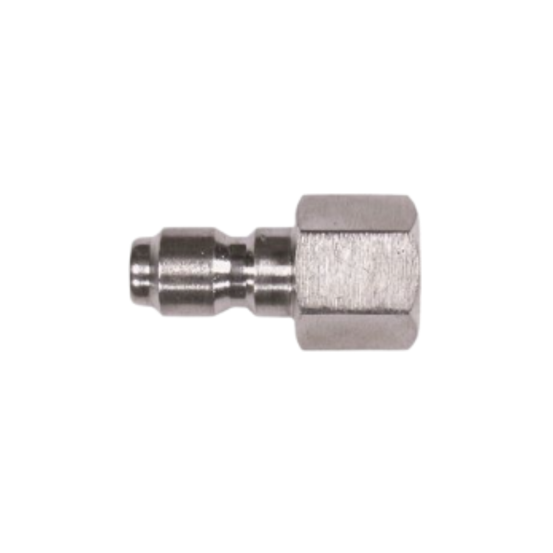 3/8" Female Straight Plug – Stainless Steel, 6000 PSI, Quick Disconnect