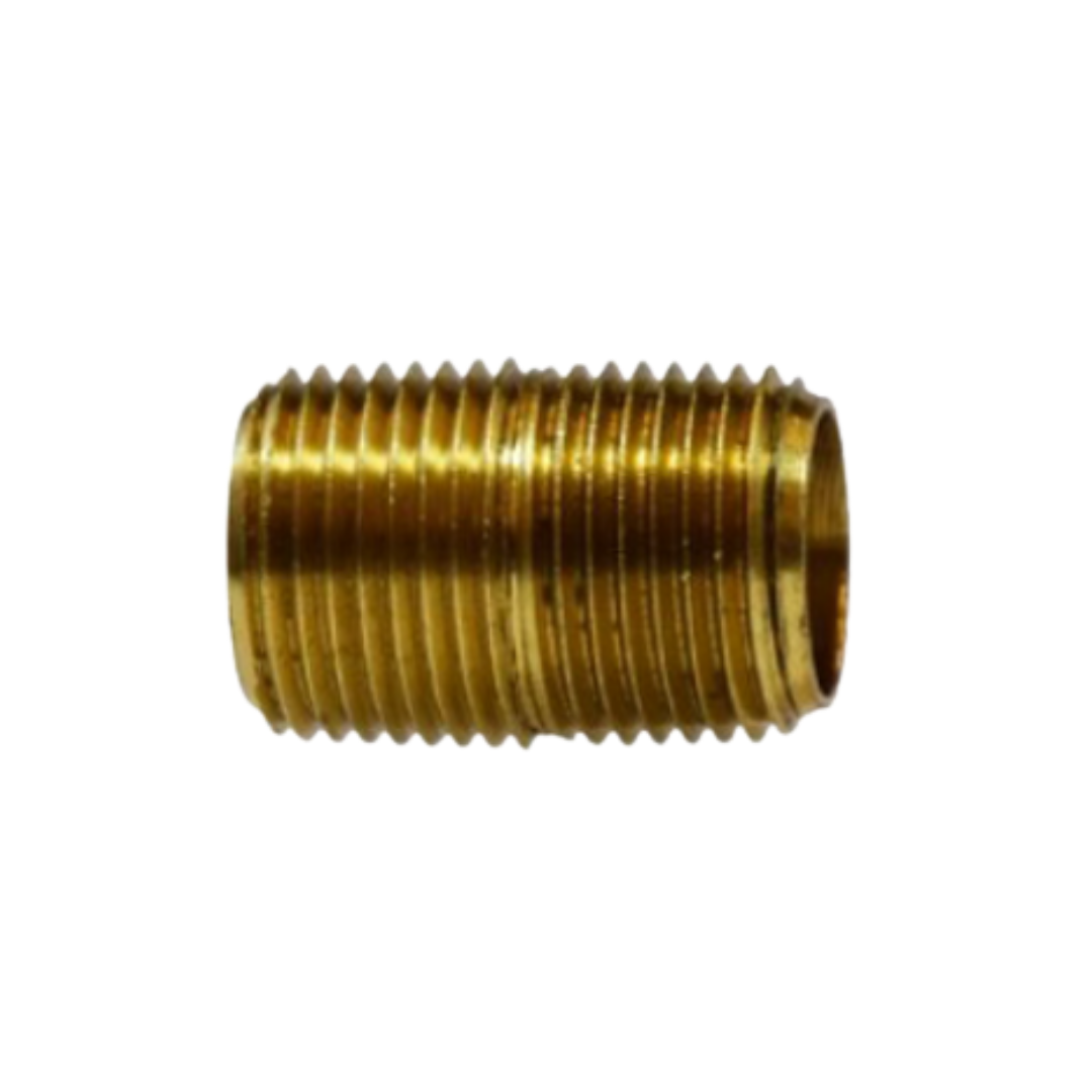 1/8" Brass Close Pipe Nipple – Yellow Brass, NPT Threads, Low/Medium Pressure