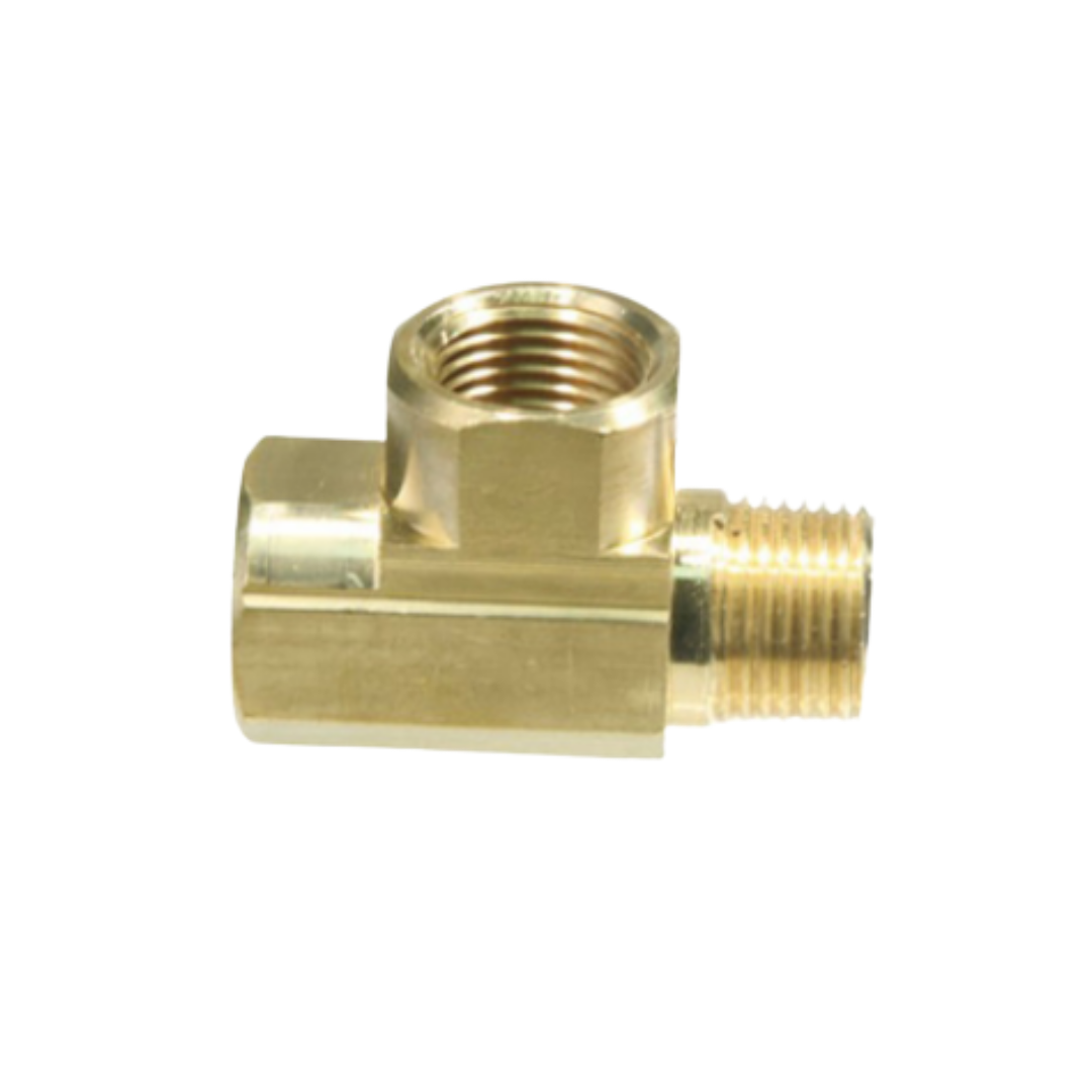 1/4" Brass Street Tee – Female x Male x Female NPT Pipe Tee