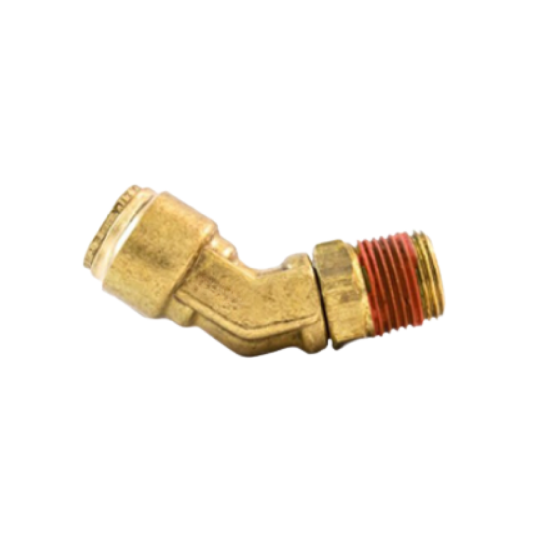 1/2" Tube x 3/8" Male Pipe Brass Push-to-Connect 45° Swivel Elbow