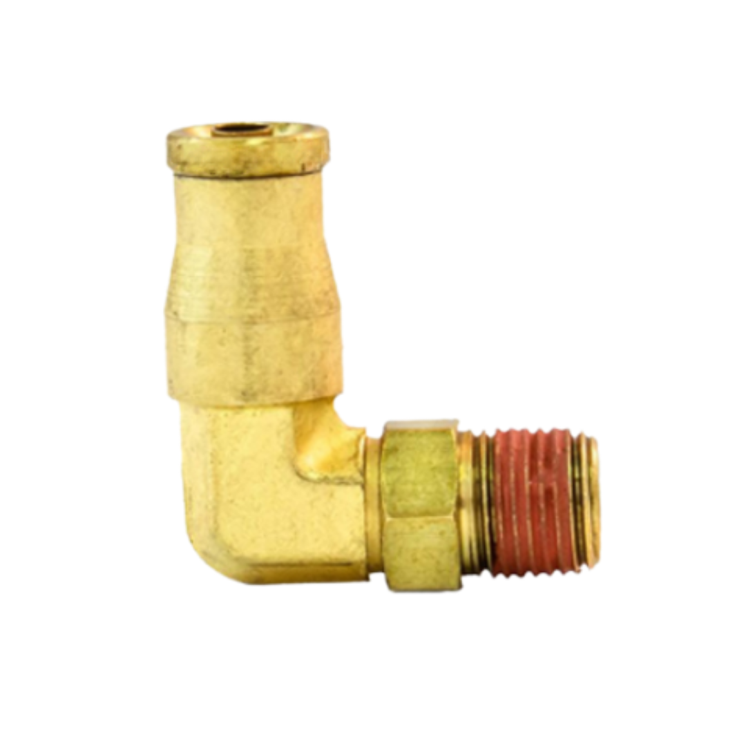 1/4" Tube x 3/8" Male NPT Push-to-Connect 90° Swivel Elbow – DOT Air Brake Fitting, Lead-Free Brass/Composite