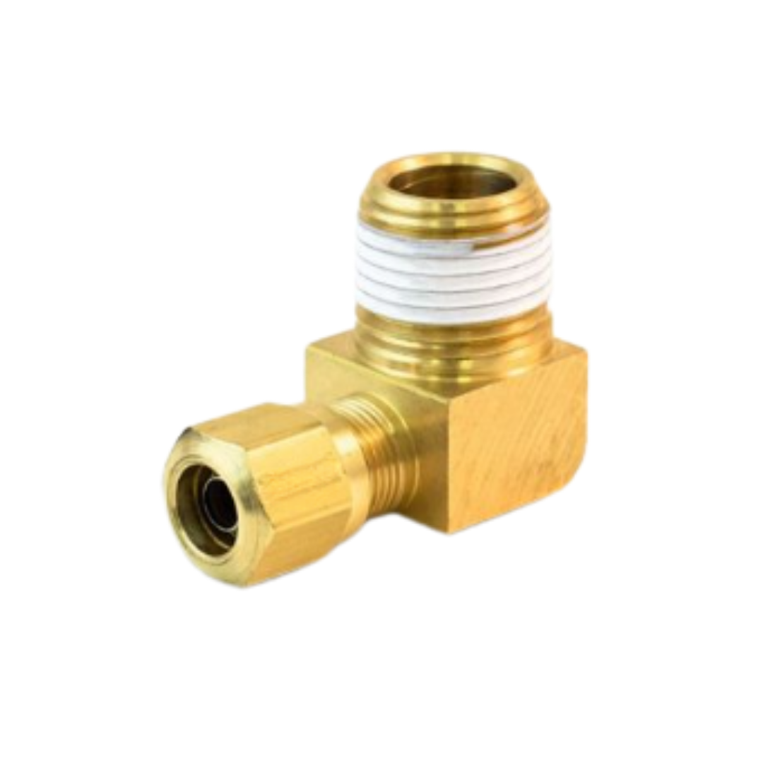 TRS-S769AB-10-6 Brass Male Elbow, 5/8" Tube x 3/8" NPT, For Nylon Air Brake Tubing, 150 PSI, -40°F to 200°F