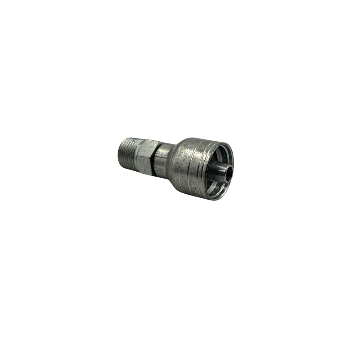 Crimp JIC 37° Rigid Male Hydraulic Hose Fitting – 3/8" Hose x 3/8"-18 MPT, Zinc-Plated Steel