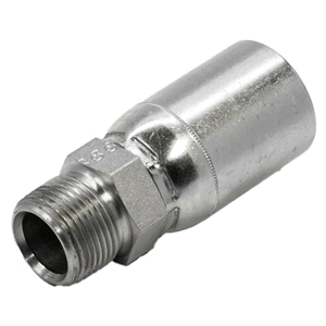 Crimp JIC 37° Rigid Male Hydraulic Hose Fitting – 1/2" Hose x 1/2"-14 MPT, Zinc-Plated Steel