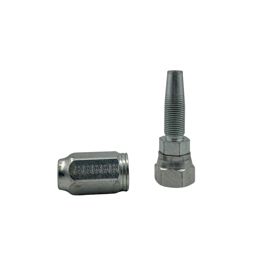 Reusable Hydraulic Hose End – JIC 37° Female Swivel – 1/2" Hose x 3/4"-16 Thread – Zinc-Plated