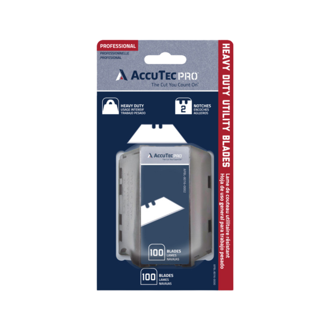 AccuTec PRO Heavy-Duty 2-Notch Utility Blade, 100-Pack